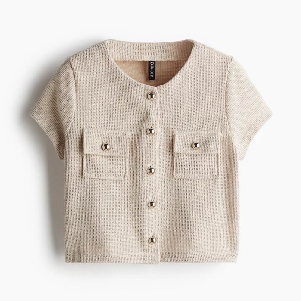H&M Cream Button Down Shirt with Relaxed Silhouette
